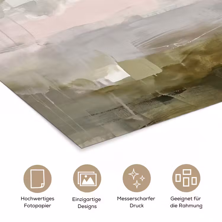 Abstract - Gelaagd - Kunst - Modern - Grijs-Groen poster papier klein -tcloseup_DE