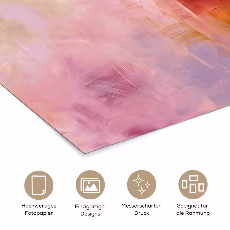 Abstract - Borstelstreken - Kunst - Paars - Goud poster papier klein -tcloseup_DE