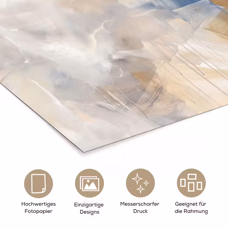 Abstract - Borstelstreken - Modern - Beige - Kunst poster papier klein -tcloseup_DE