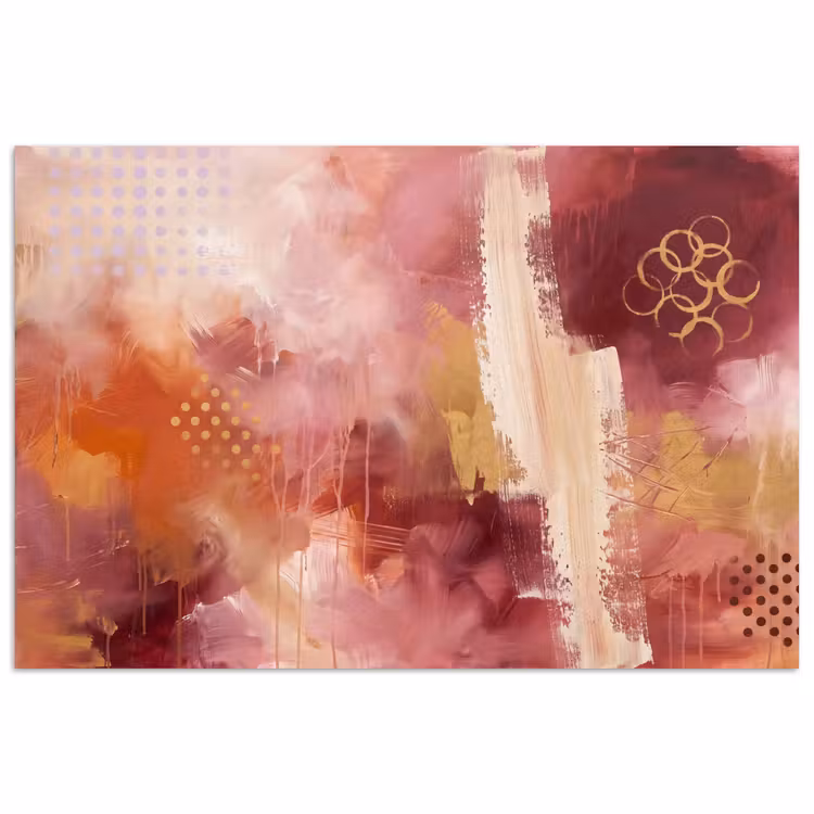 Abstract - Rood - Goud - Modern - Kunst poster papier klein -3d