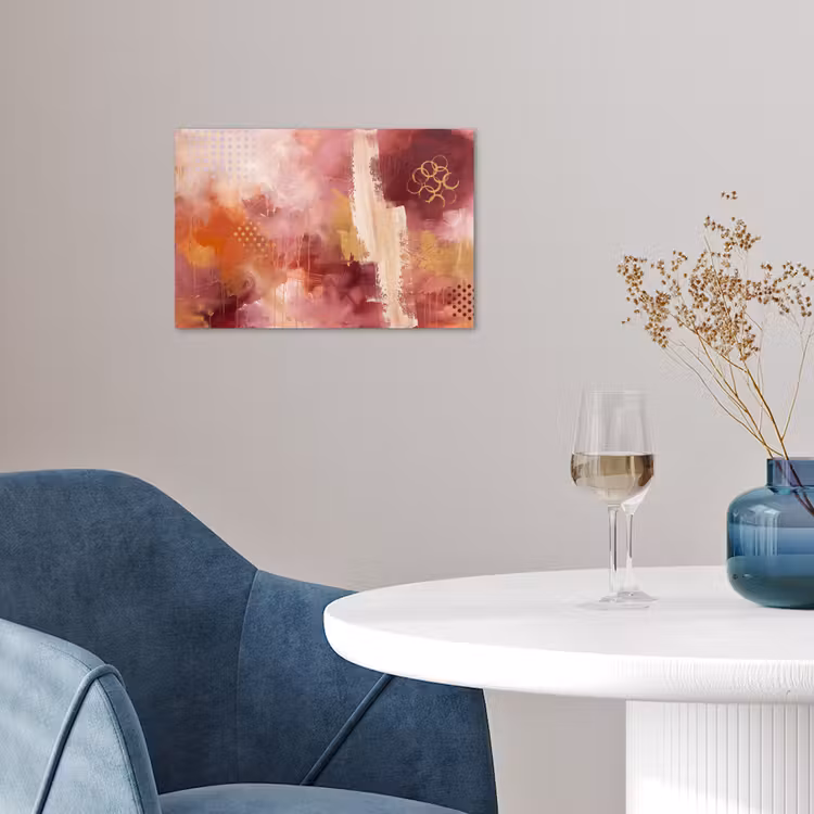 Abstract - Rood - Goud - Modern - Kunst poster papier klein -sfeer3