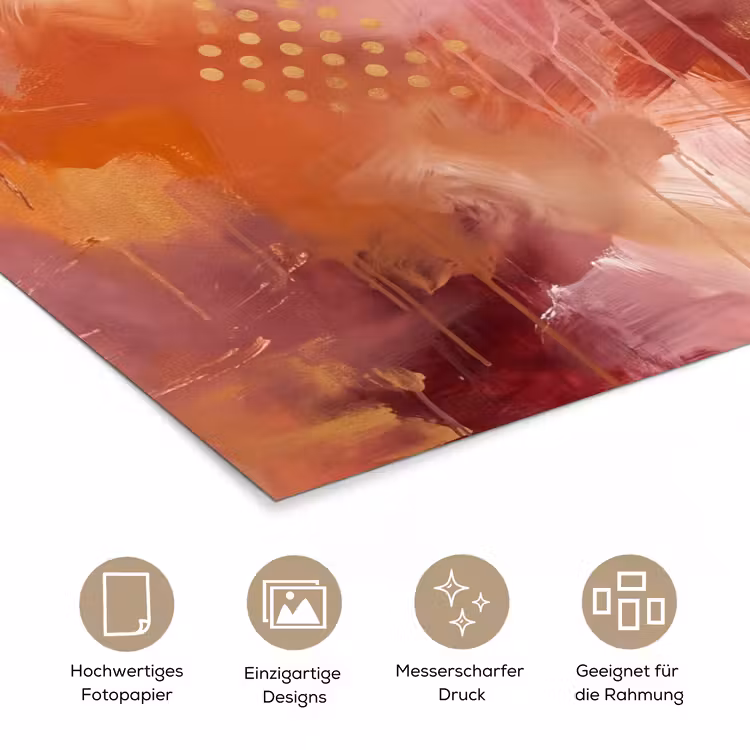 Abstract - Rood - Goud - Modern - Kunst poster papier klein -tcloseup_DE