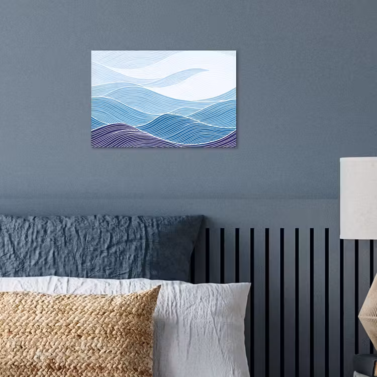 Abstract - Golven - Patroon - Blauw - Modern poster papier klein -sfeer2