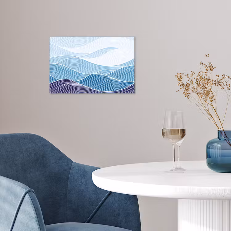 Abstract - Golven - Patroon - Blauw - Modern poster papier klein -sfeer3
