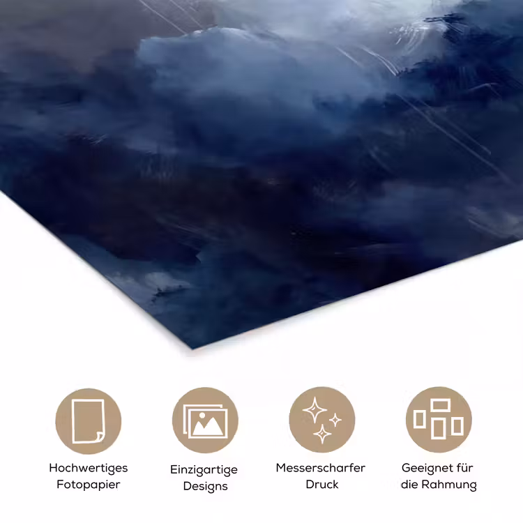 Abstract - Wolken - Modern - Blauw - Kunst poster papier klein -tcloseup_DE