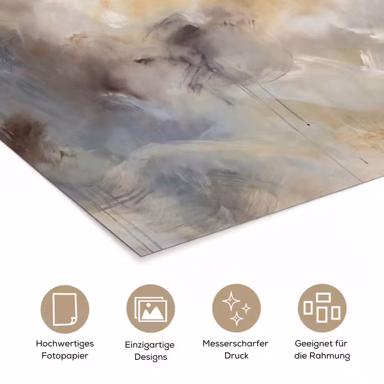 Abstract - Wolken - Sfeervol - Beige - Grijs poster papier klein -tcloseup_DE