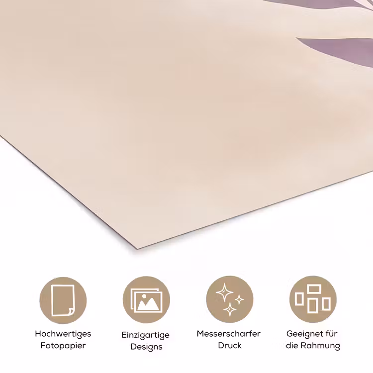 Tak - Bladeren - Minimalistisch - Beige poster papier klein -tcloseup_DE