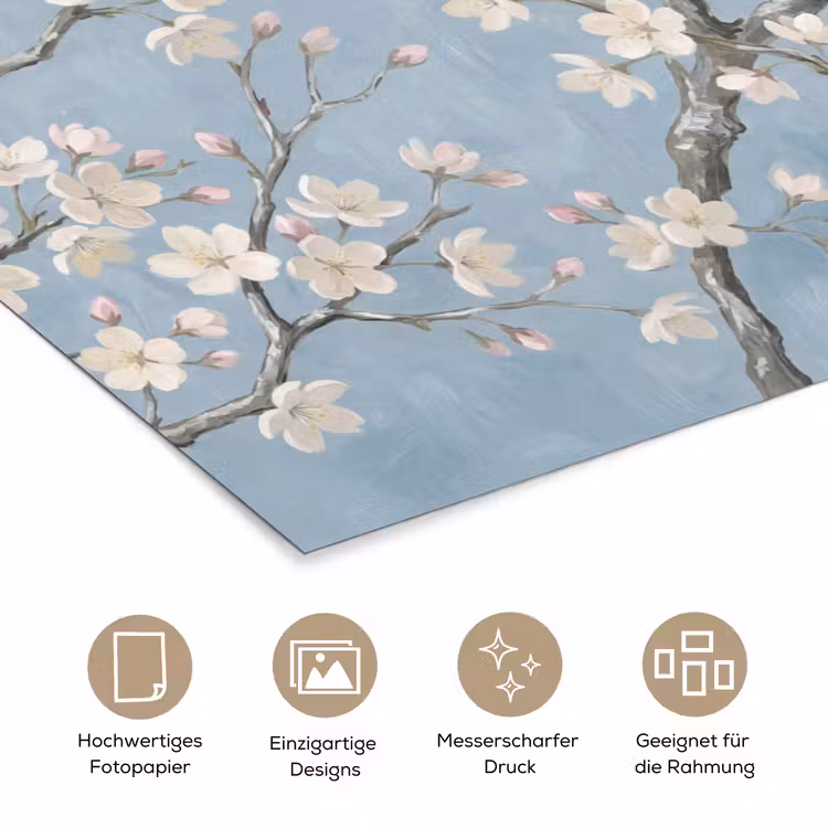 Takken - Kersenbloesem - Blauw poster papier klein -tcloseup_DE