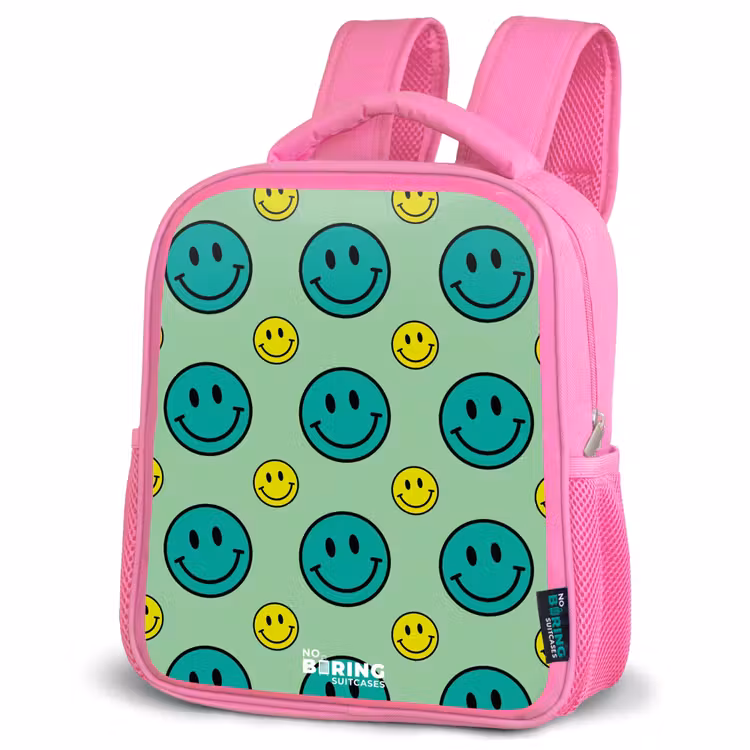 All smiles groen Kinderrugzak - Roze middel -schuin