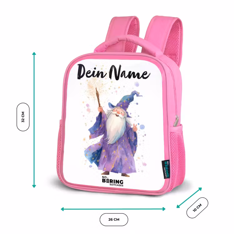 Oude tovenaar met staf Kinderrugzak - Roze middel -productfoto_formaten