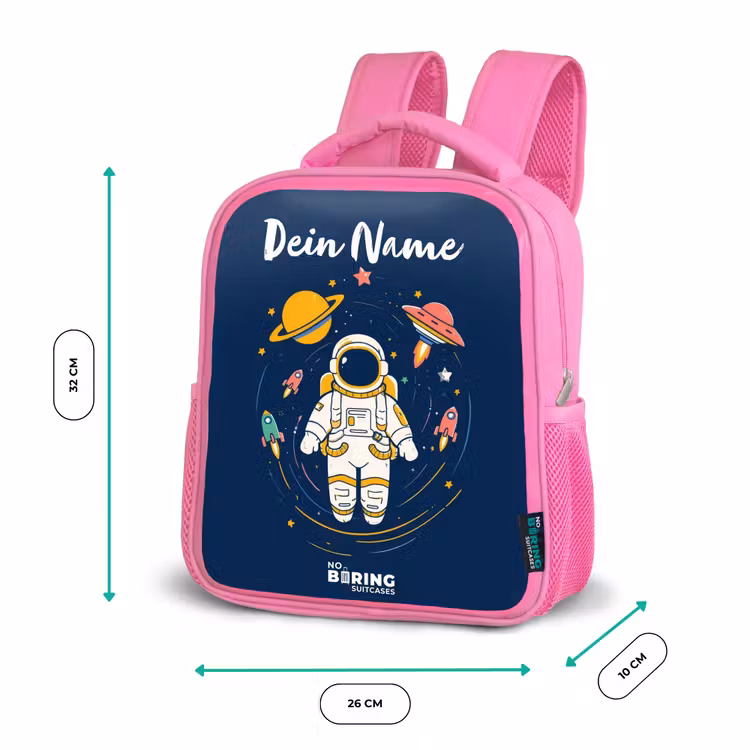 Astronaut - Planeet - Sterren - Raket Kinderrugzak - Roze middel -productfoto_formaten