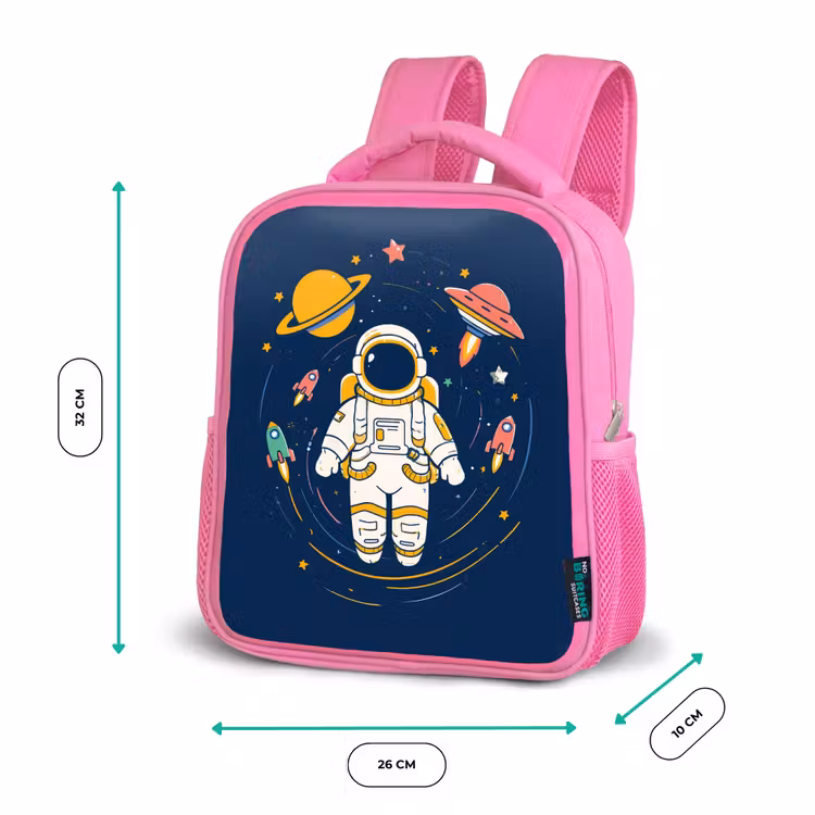 Astronaut - Planeten - Raket Kinderrugzak - Roze middel -productfoto_formaten