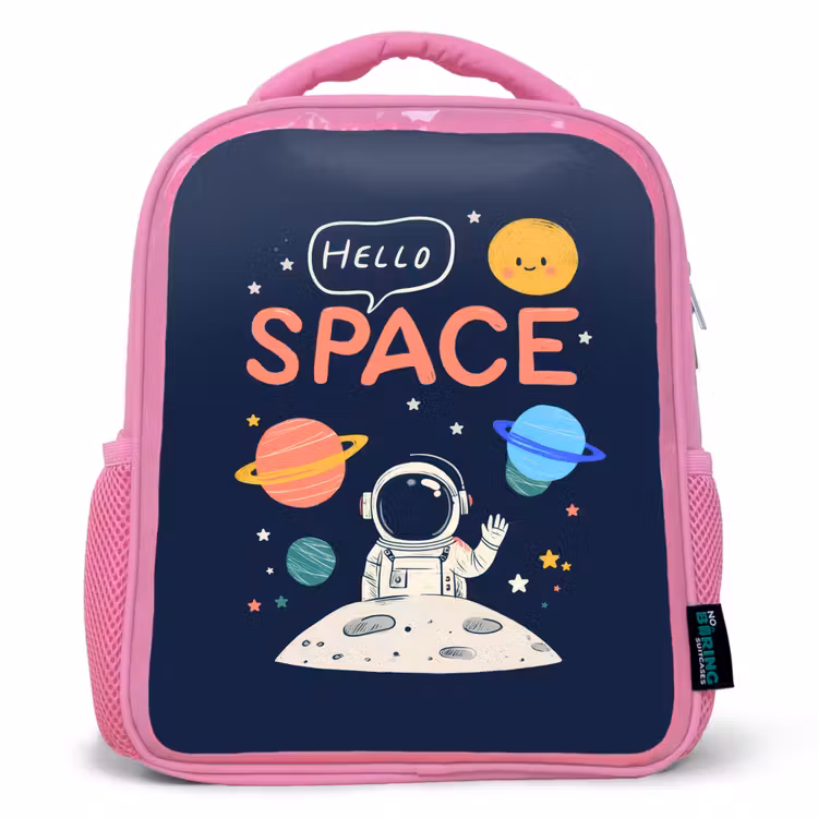 Astronaut - Ruimte - Planeten Kinderrugzak - Roze middel -3d