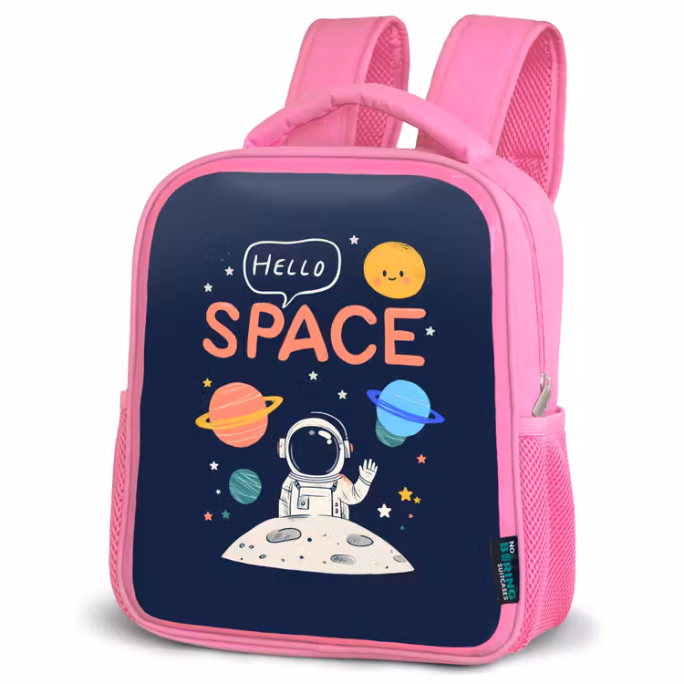Astronaut - Ruimte - Planeten Kinderrugzak - Roze middel -schuin