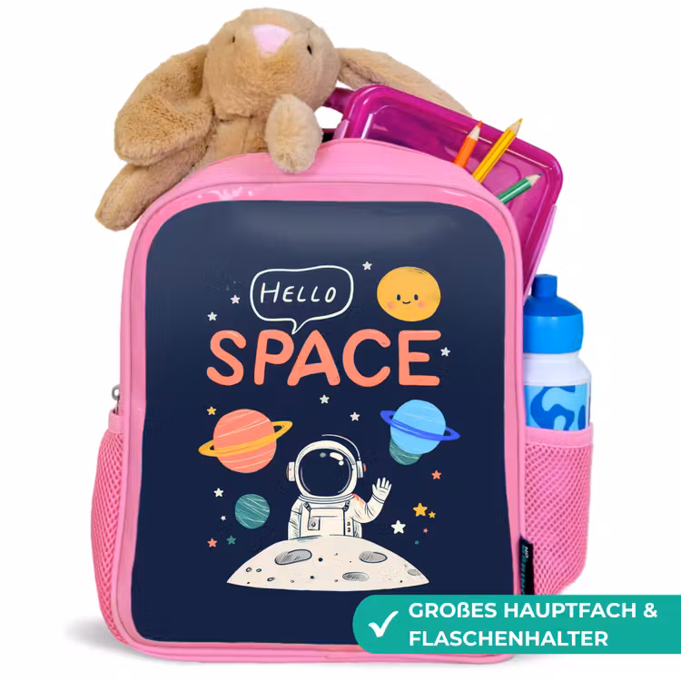 Astronaut - Ruimte - Planeten Kinderrugzak - Roze middel -inhoud_DE