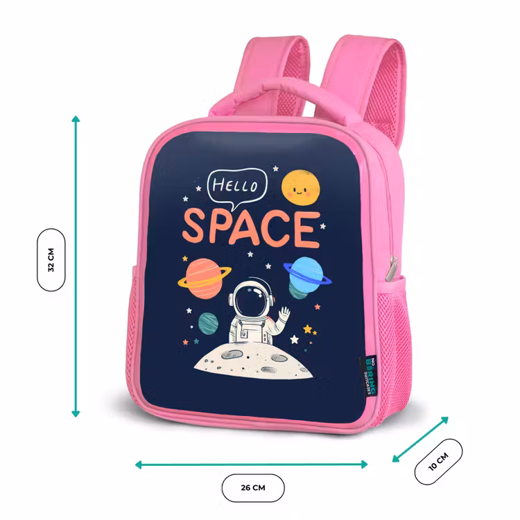 Astronaut - Ruimte - Planeten Kinderrugzak - Roze middel -productfoto_formaten