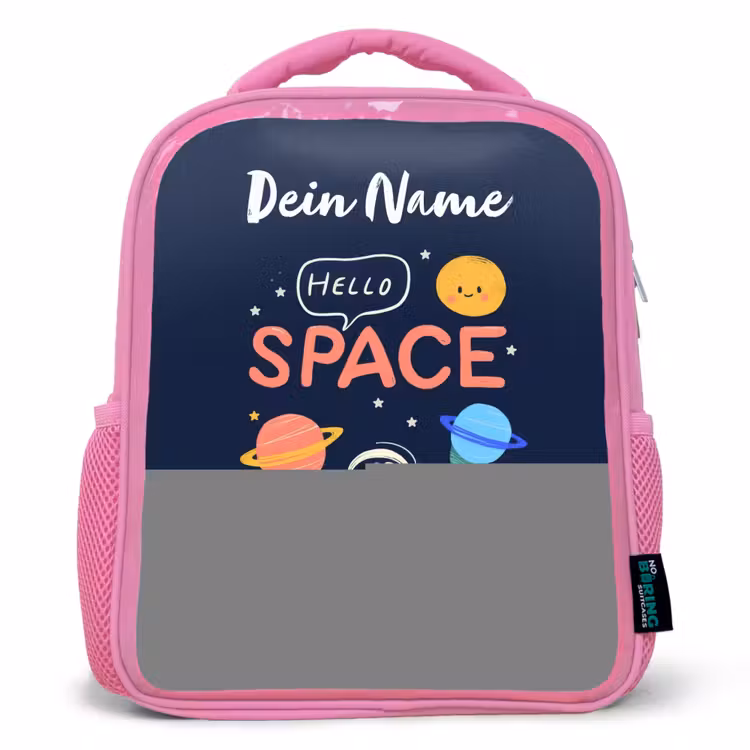 Astronaut - Quote - Planeten - Sterren Kinderrugzak - Roze middel -3d