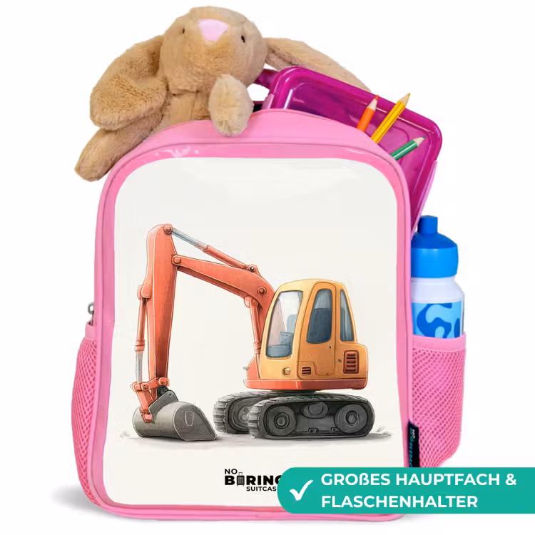 Graafmachine - Getekend - Oranje Kinderrugzak - Roze middel -inhoud_DE