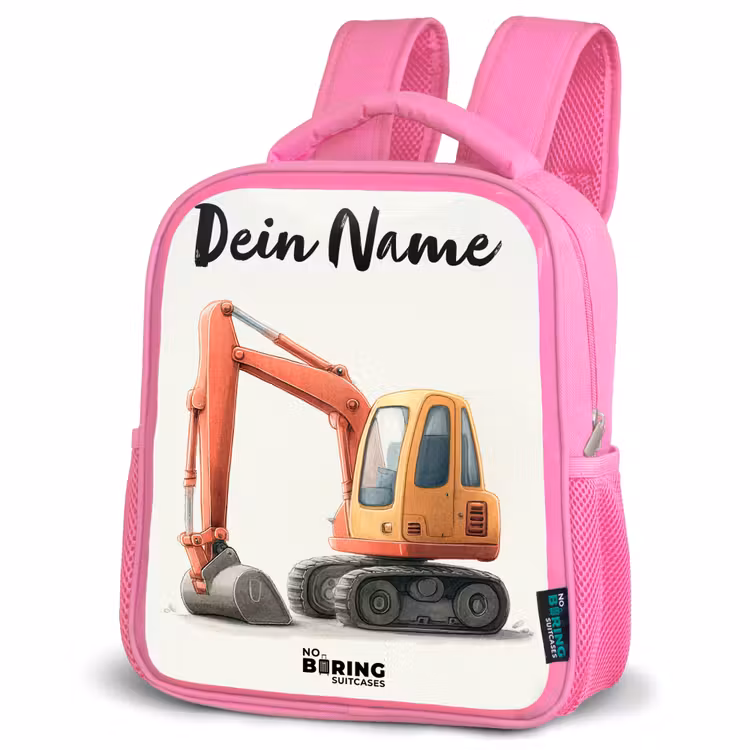 Graafmachine - Getekend - Oranje Kinderrugzak - Roze middel -schuin