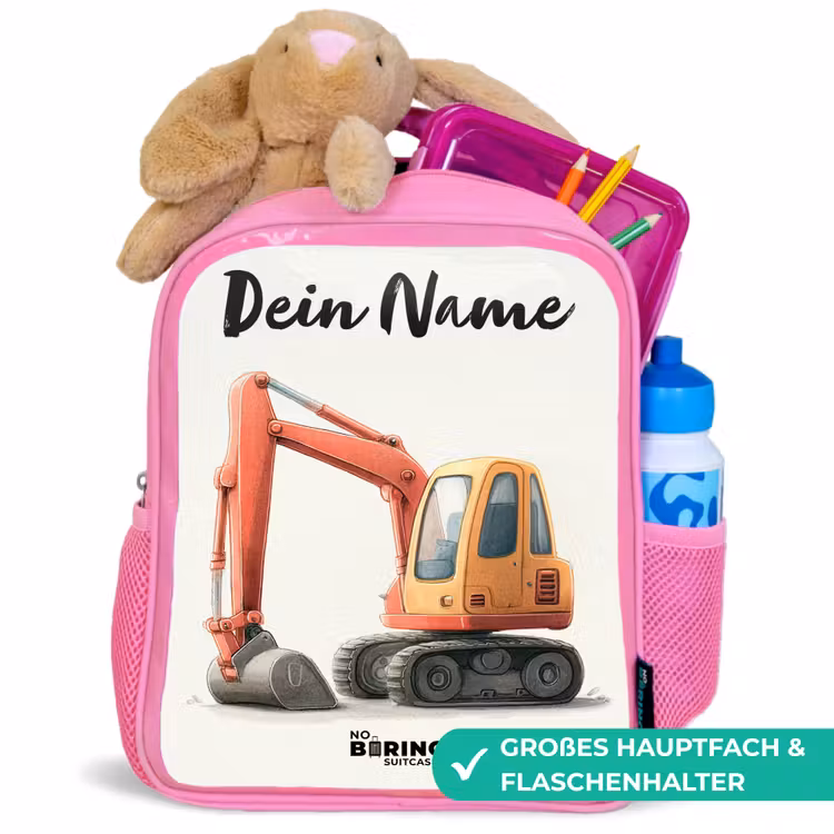 Graafmachine - Getekend - Oranje Kinderrugzak - Roze middel -inhoud_DE