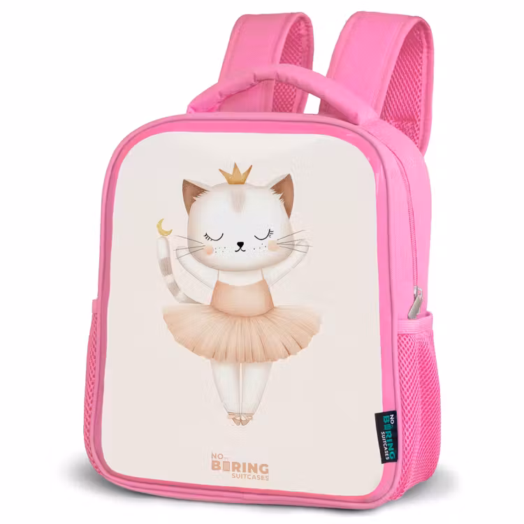 Ballerina kitten in beige kleuren Kinderrugzak - Roze middel -schuin