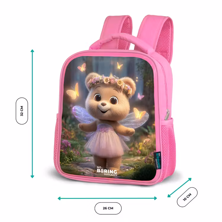 Beer - Vlinders - Bos - Fairy Kinderrugzak - Roze middel -productfoto_formaten