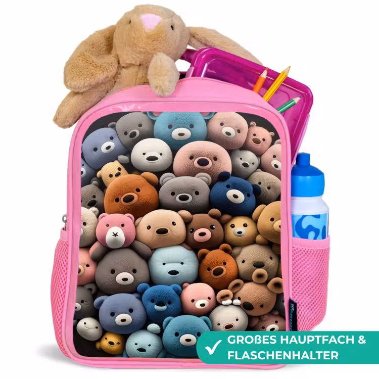 Berenfeestje Kinderrugzak - Roze middel -inhoud_DE