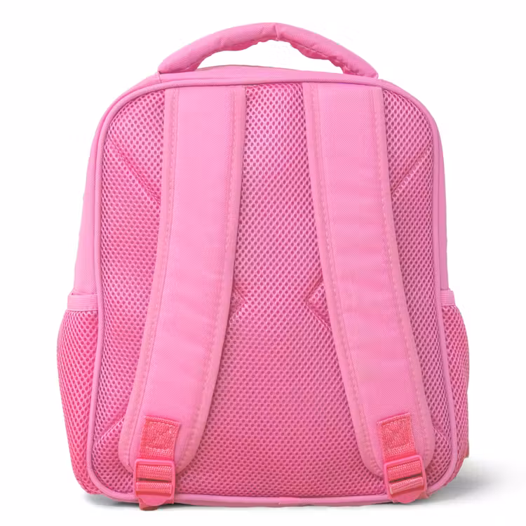 Bloemen - Bruin - Konijntje - Vlinder Kinderrugzak - Roze middel -achterkant