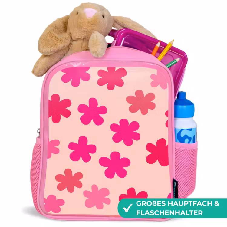 Bloemen - Patroon - Roze Kinderrugzak - Roze middel -inhoud_DE