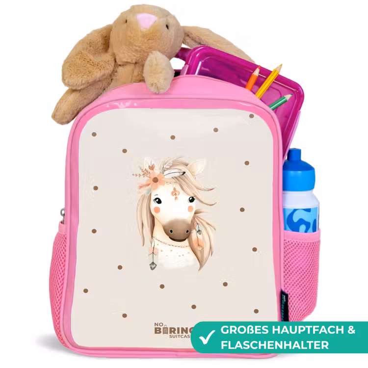 Bohemian paard in pastel kleuren Kinderrugzak - Roze middel -inhoud_DE