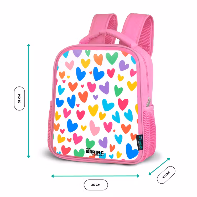 Gekleurde hartjes Kinderrugzak - Roze middel -productfoto_formaten
