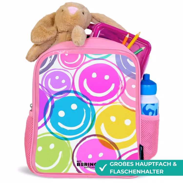 Kleurrijke glimlachexplosie Kinderrugzak - Roze middel -inhoud_DE