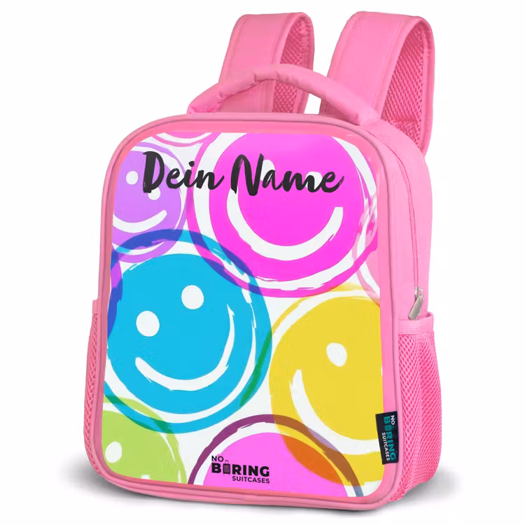Kleurrijke glimlachexplosie Kinderrugzak - Roze middel -schuin