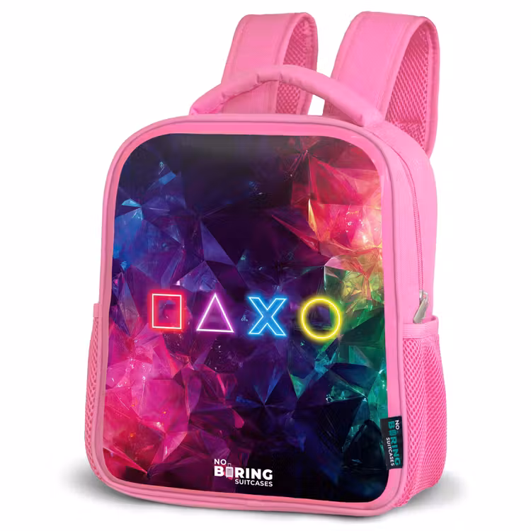 Controller - Symbolen - Neon Kinderrugzak - Roze middel -schuin
