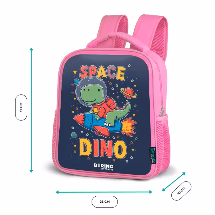Dino - Groen - Raket - Sterren Kinderrugzak - Roze middel -productfoto_formaten