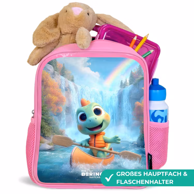 Dino - Natuur - Waterval Kinderrugzak - Roze middel -inhoud_DE