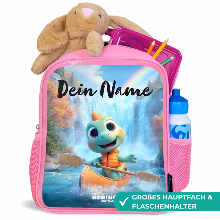 Dino - Natuur - Waterval Kinderrugzak - Roze middel -inhoud_DE