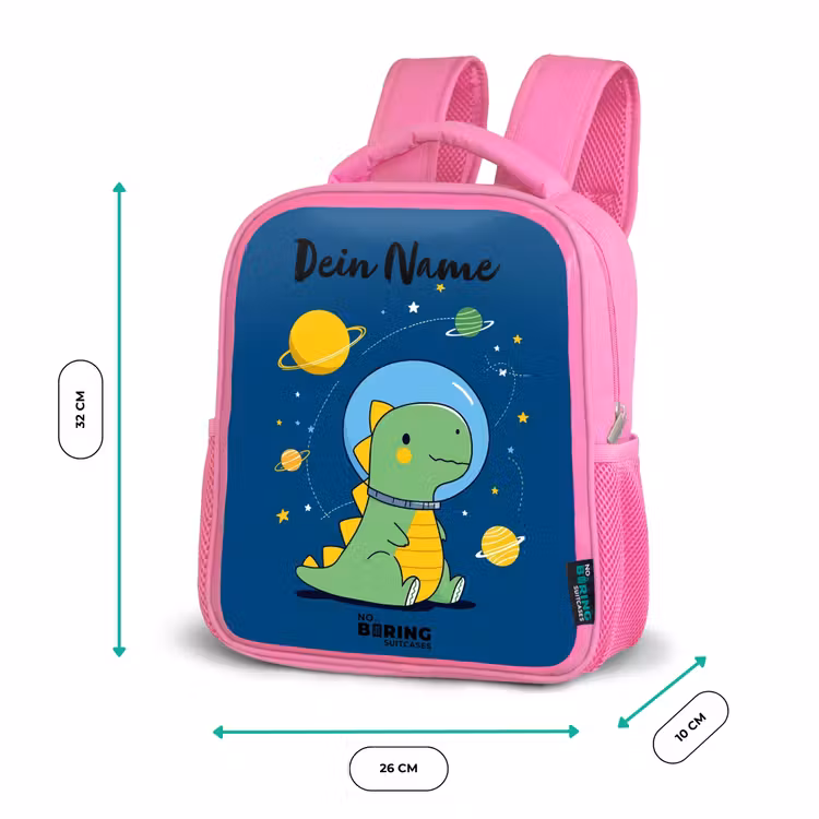 Dino - Planeet - Ster - Blauw Kinderrugzak - Roze middel -productfoto_formaten
