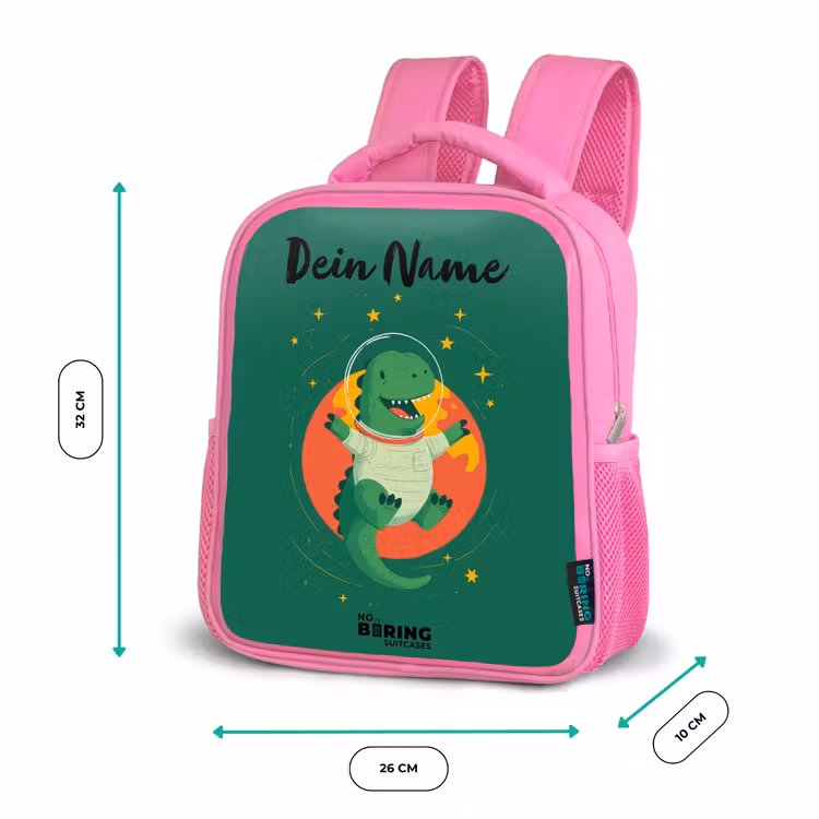 Dino - Planeet - Sterren - Groen Kinderrugzak - Roze middel -productfoto_formaten