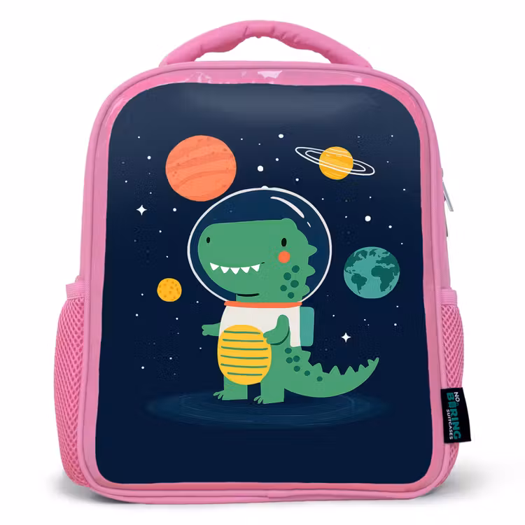 Dino - Ruimtepak - Planeten Kinderrugzak - Roze middel -3d