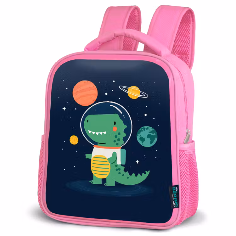Dino - Ruimtepak - Planeten Kinderrugzak - Roze middel -schuin