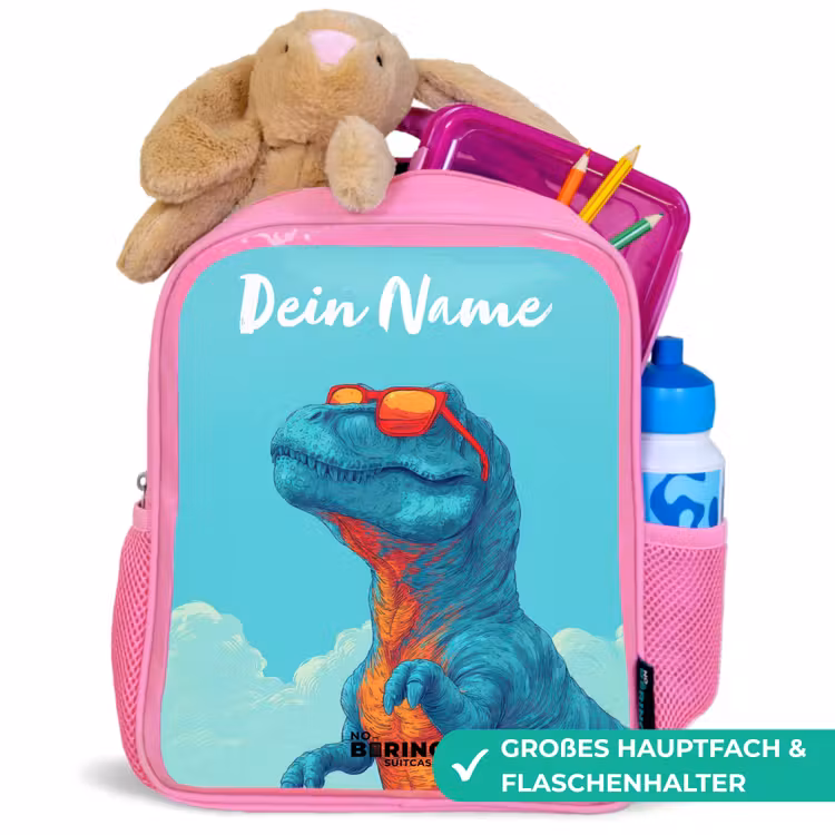 Dino - Zonnebril - Blauw Kinderrugzak - Roze middel -inhoud_DE