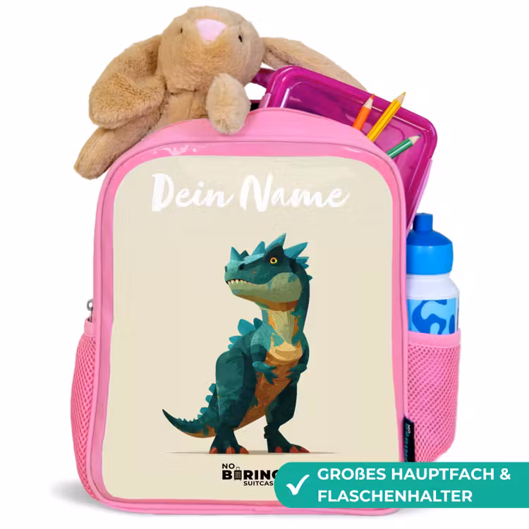 Dino - Dier - Groen Kinderrugzak - Roze middel -inhoud_DE