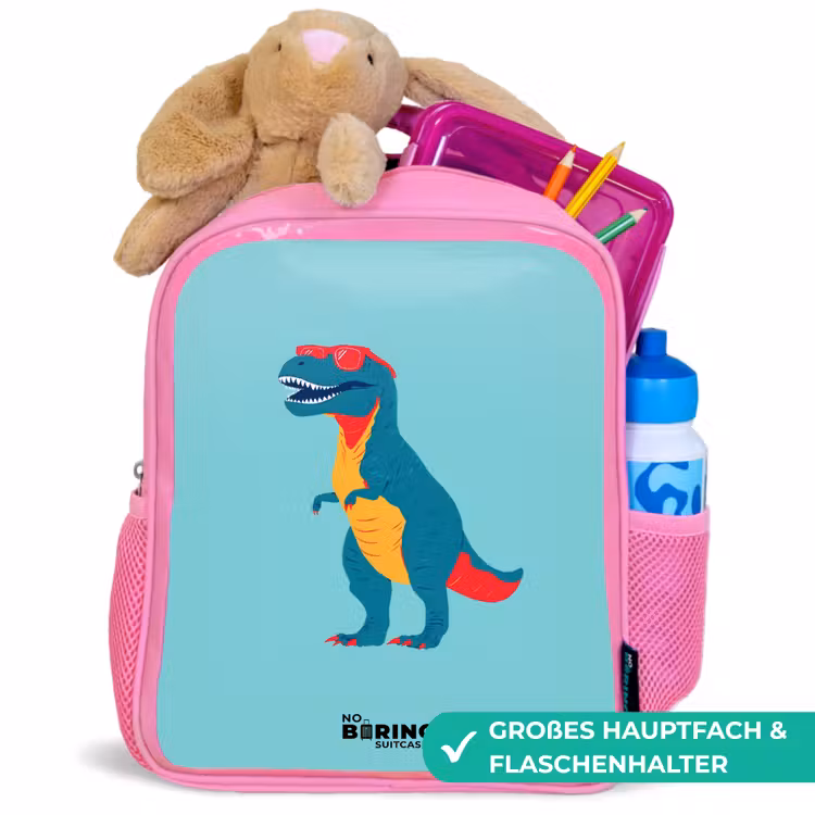Dino - Dier - Zonnebril Kinderrugzak - Roze middel -inhoud_DE