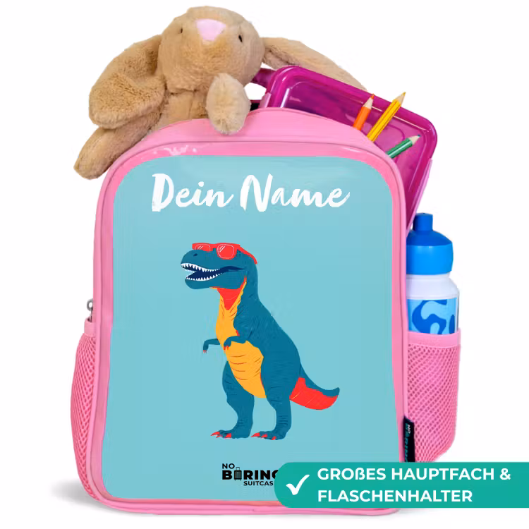 Dino - Dier - Zonnebril Kinderrugzak - Roze middel -inhoud_DE
