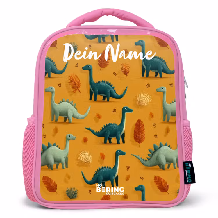 Dino - Dieren - Patroon Kinderrugzak - Roze middel -3d