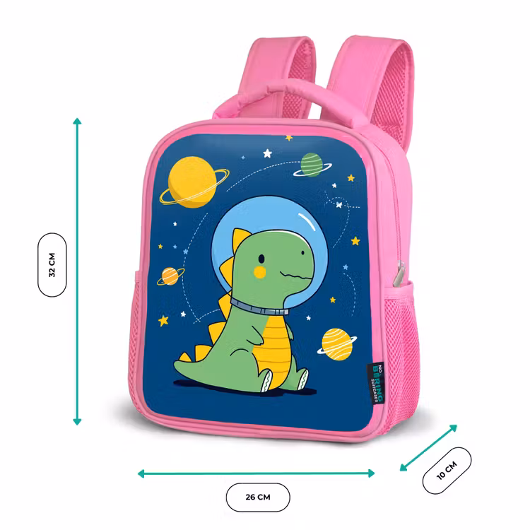 Dino - Ruimte - Planeten Kinderrugzak - Roze middel -productfoto_formaten