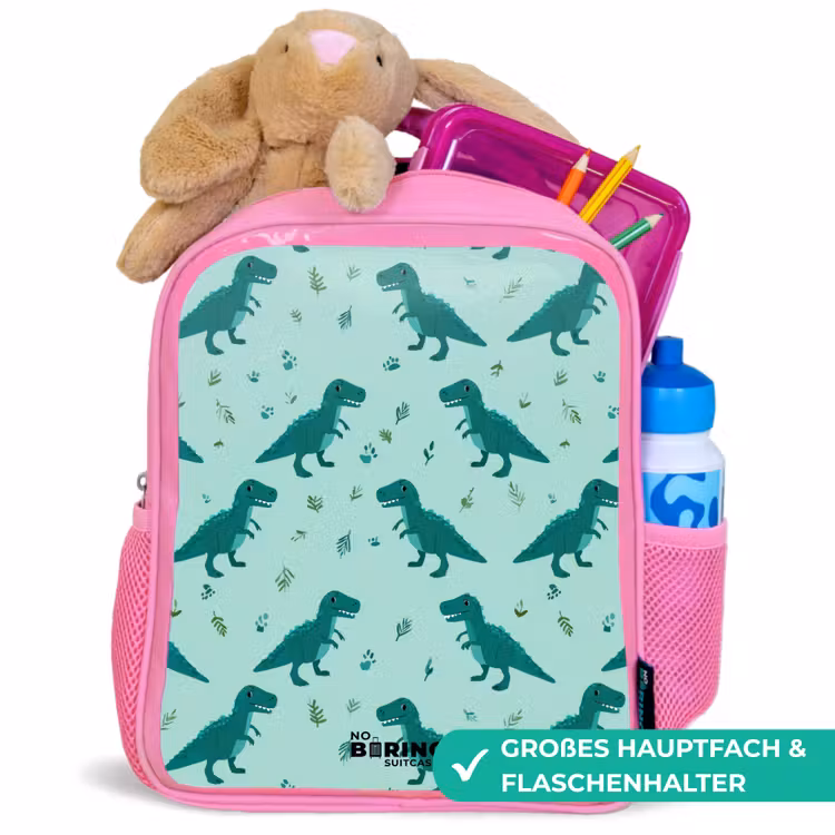 Dinos - Patroon - Groen Kinderrugzak - Roze middel -inhoud_DE