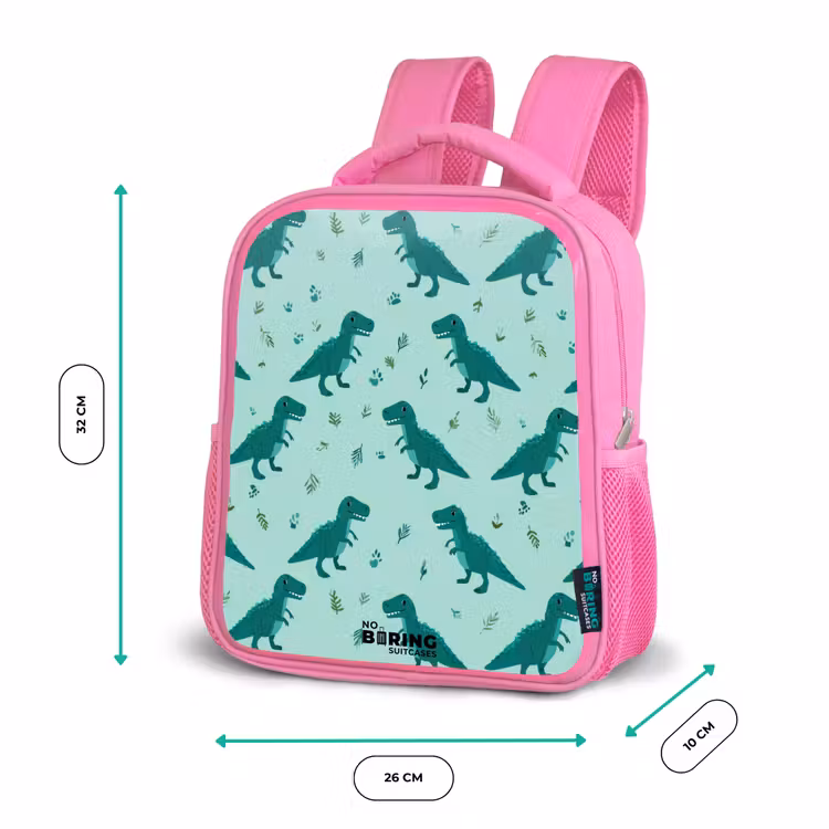 Dinos - Patroon - Groen Kinderrugzak - Roze middel -productfoto_formaten