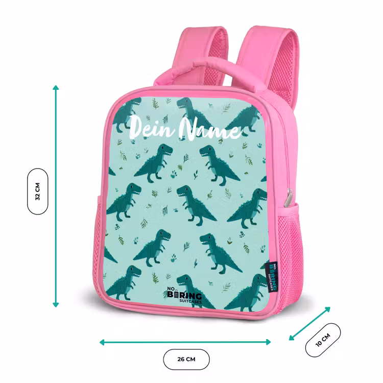 Dinos - Patroon - Groen Kinderrugzak - Roze middel -productfoto_formaten